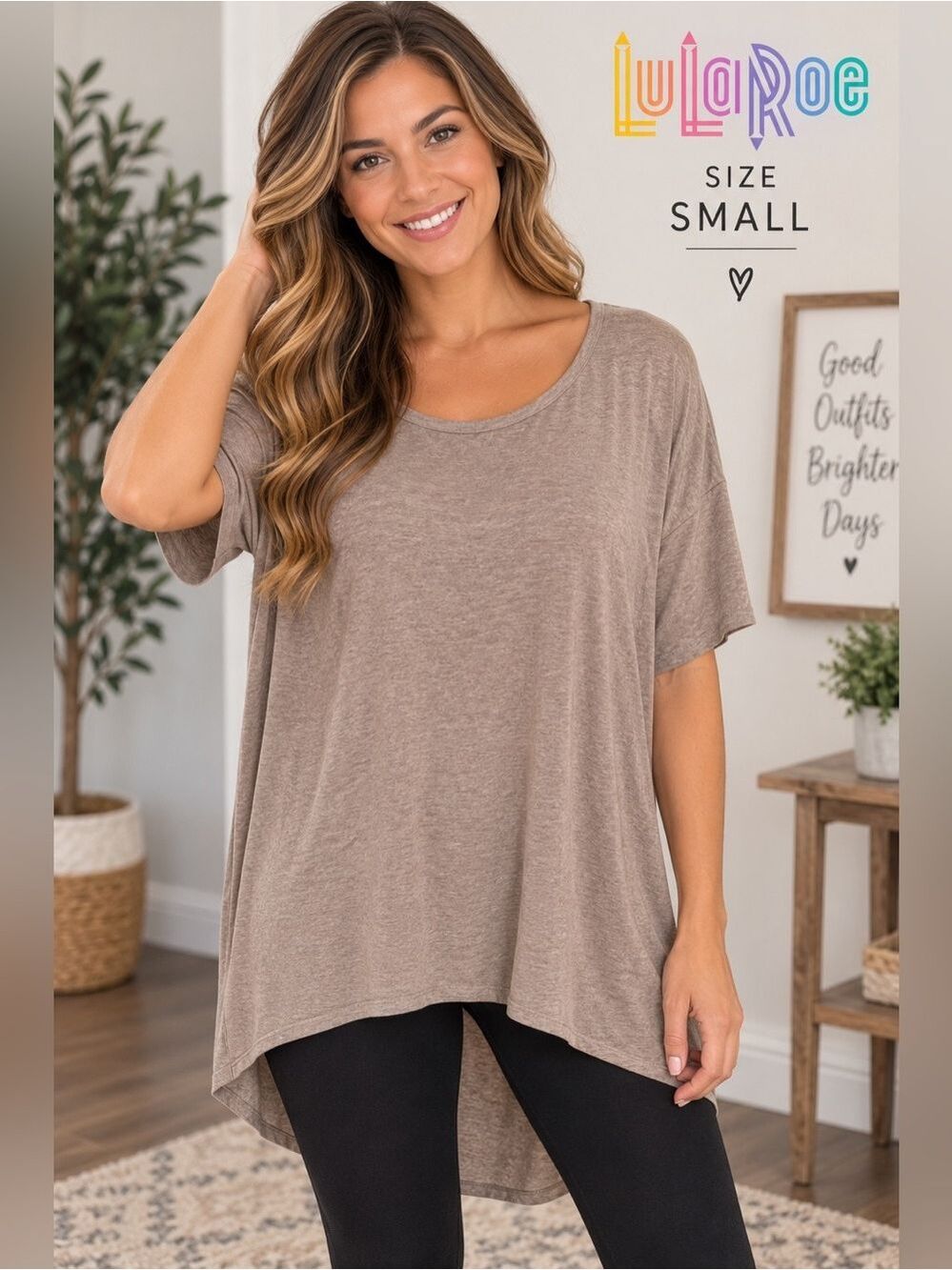 Need my price LuLaRoe XS Heathered taupe Irma Tunic Top High Low Oversized